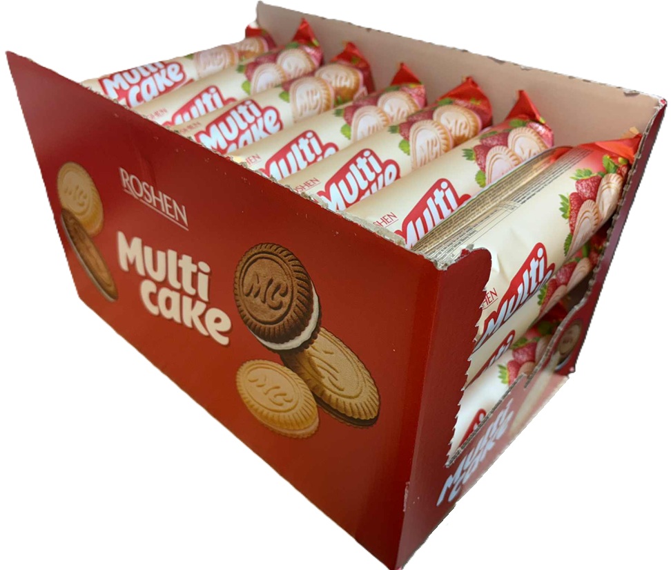 Roshen Multi Cake sušenky 180g s jahodovou náplní karton